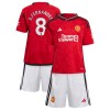 Maillot de Supporter Manchester United Bruno Fernandes 8 Domicile 2023-24 Pour Enfant